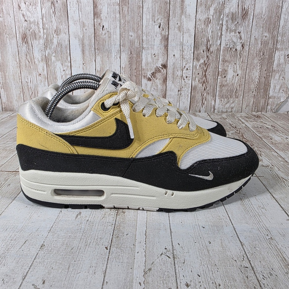 Nike Air Max 1 Yellow Black White Women Sneakers HF1194-700 Size 9.5
